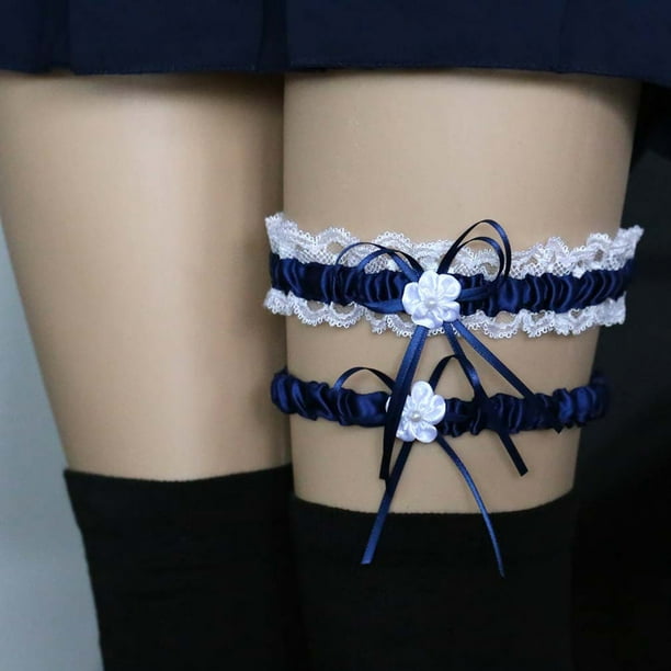 2 Pcs//1 Set Womens Lace Wedding Garter Flower Leaf Style Garter Bridal Stretch Garter White